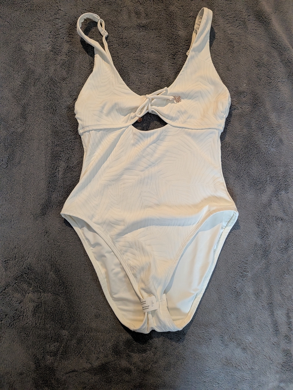 Women's White One-Piece Swimsuit with Front Cutout